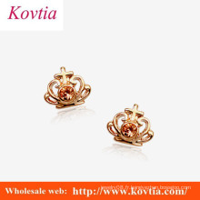 Royal Crown Stud Earring Gold Cross Ear Ring Robes de soirée Crystal Jewelry
